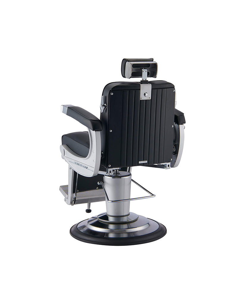 Apollo II - Schwarzer barberstuhl mit Gusseisen-Gestell