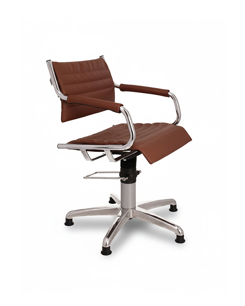 Greiner 59 - brown styling chair with chrome cross base