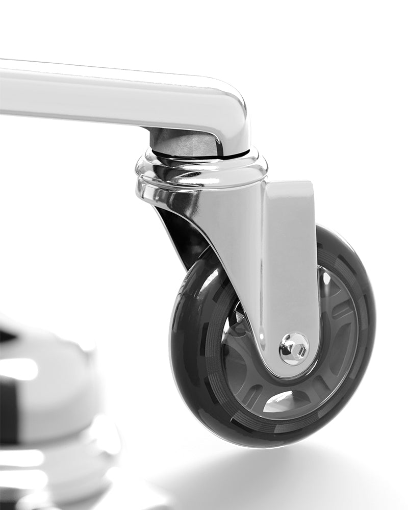 Close-up billede af hårafvisende hjul til frisørstole