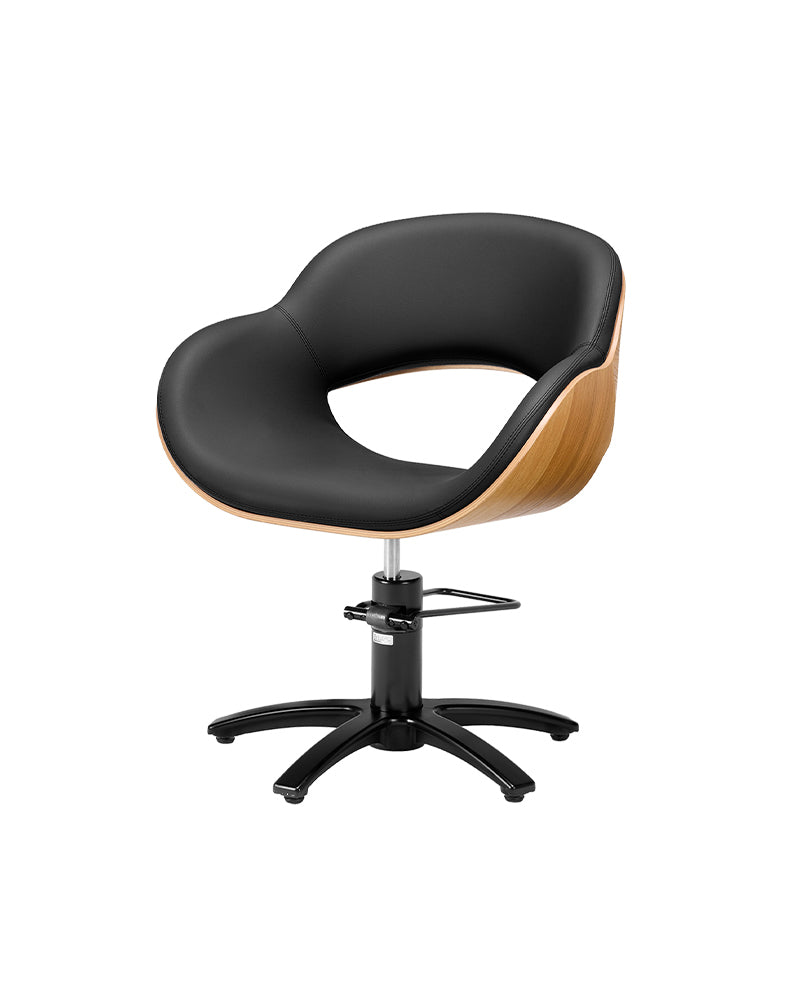 Thea Wood - Black wooden hairdressing chair - Black cross foot