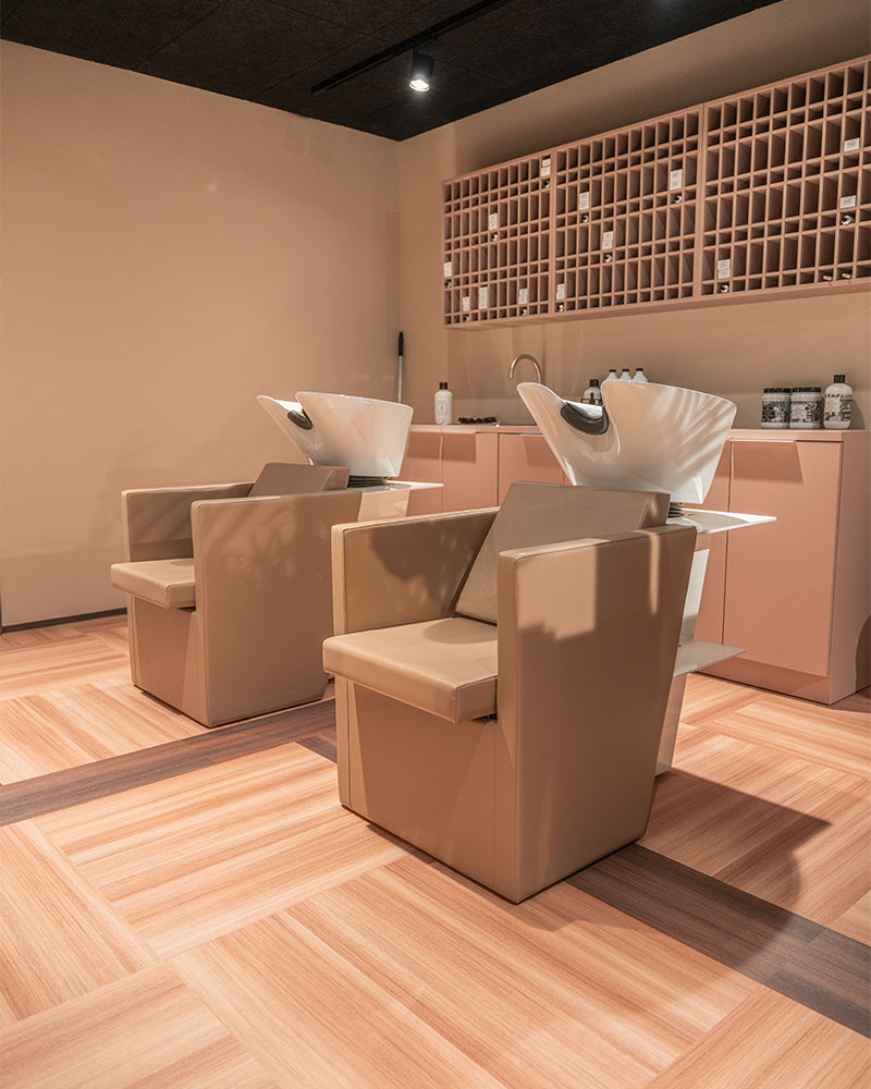 Compact - Brown washstand - white basin