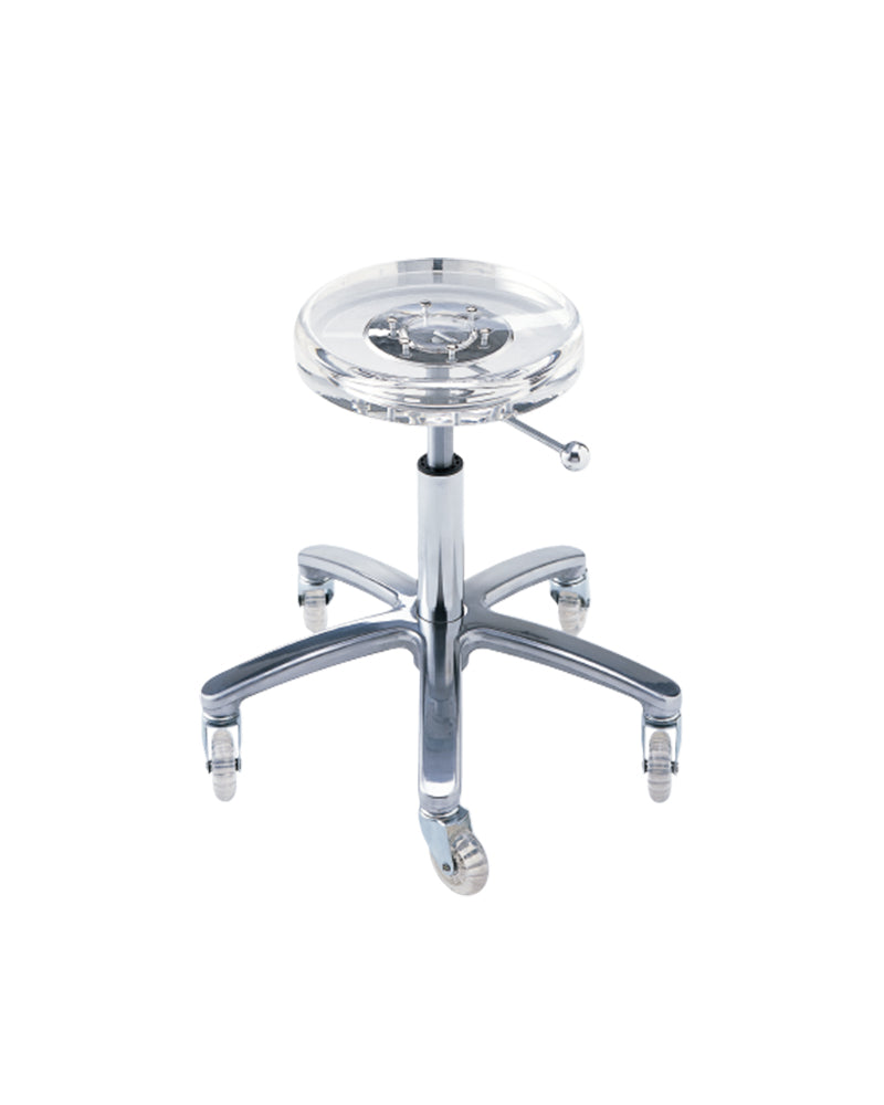D-Stool - Aluminum cutting chair - Clear acrylic seat