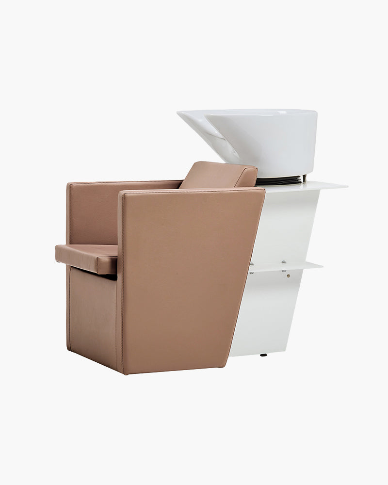 Compact - Brown washstand - white basin