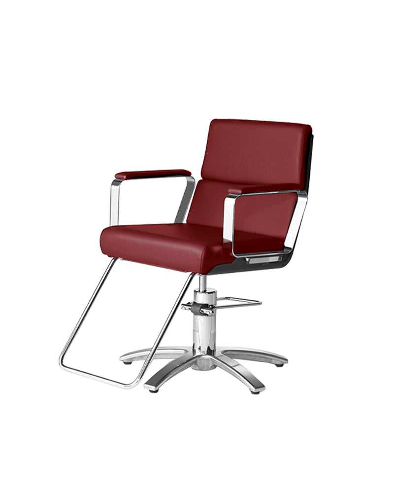 Adria II - Red hairdresser's chair - Chrome cross foot