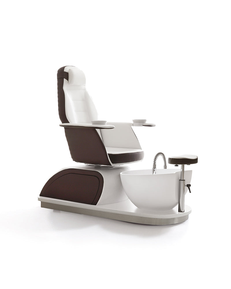 Saint Barth - White and brown pedicure chair - Built-in footbath - Deluxe light upgrade