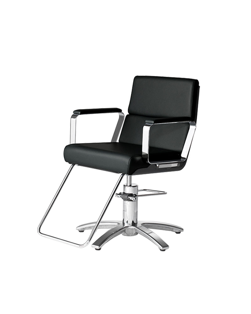 Adria II - Black hairdresser's chair - Chrome cross foot