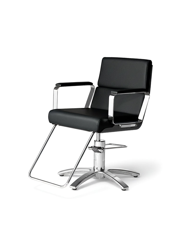 Adria II - Black hairdresser's chair - Chrome cross foot