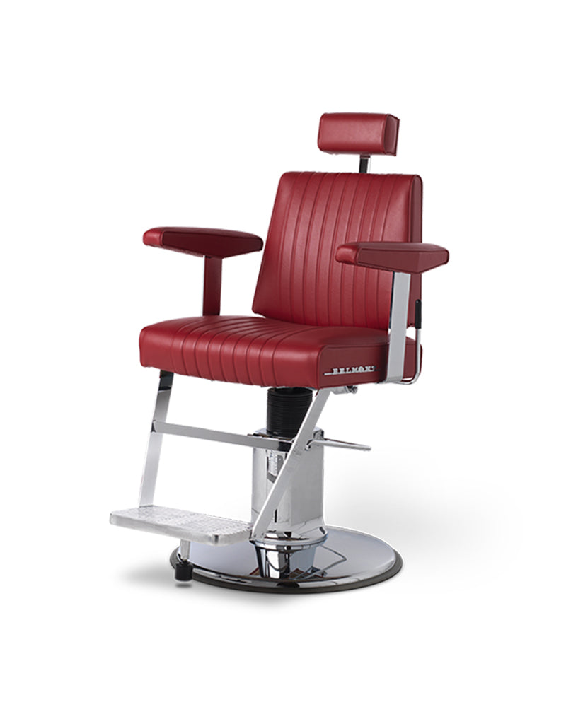 Dainty - Red barber chair in stainless steel