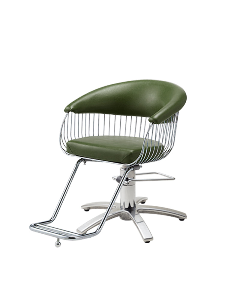 Harp - Green hairdresser's chair - Chrome cross foot