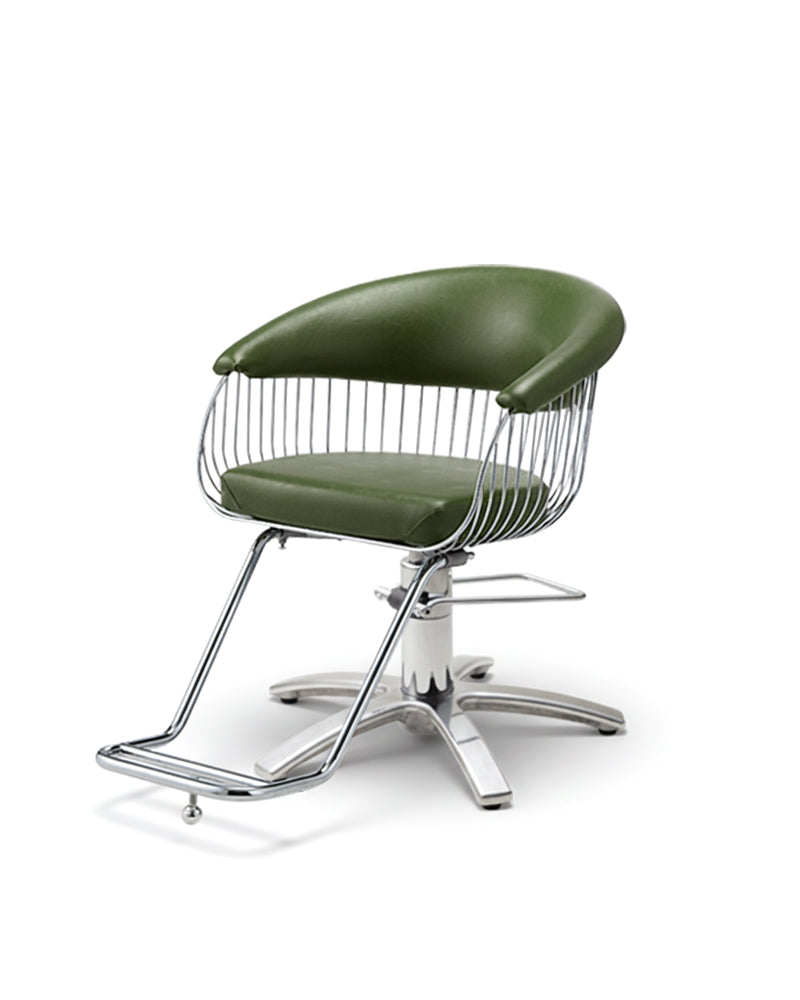 Harp - Green hairdresser's chair - Chrome cross foot