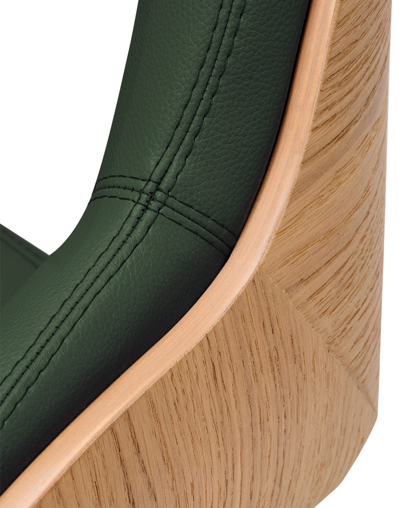 Thea Wood - Green wooden hairdresser's chair - Black cross foot