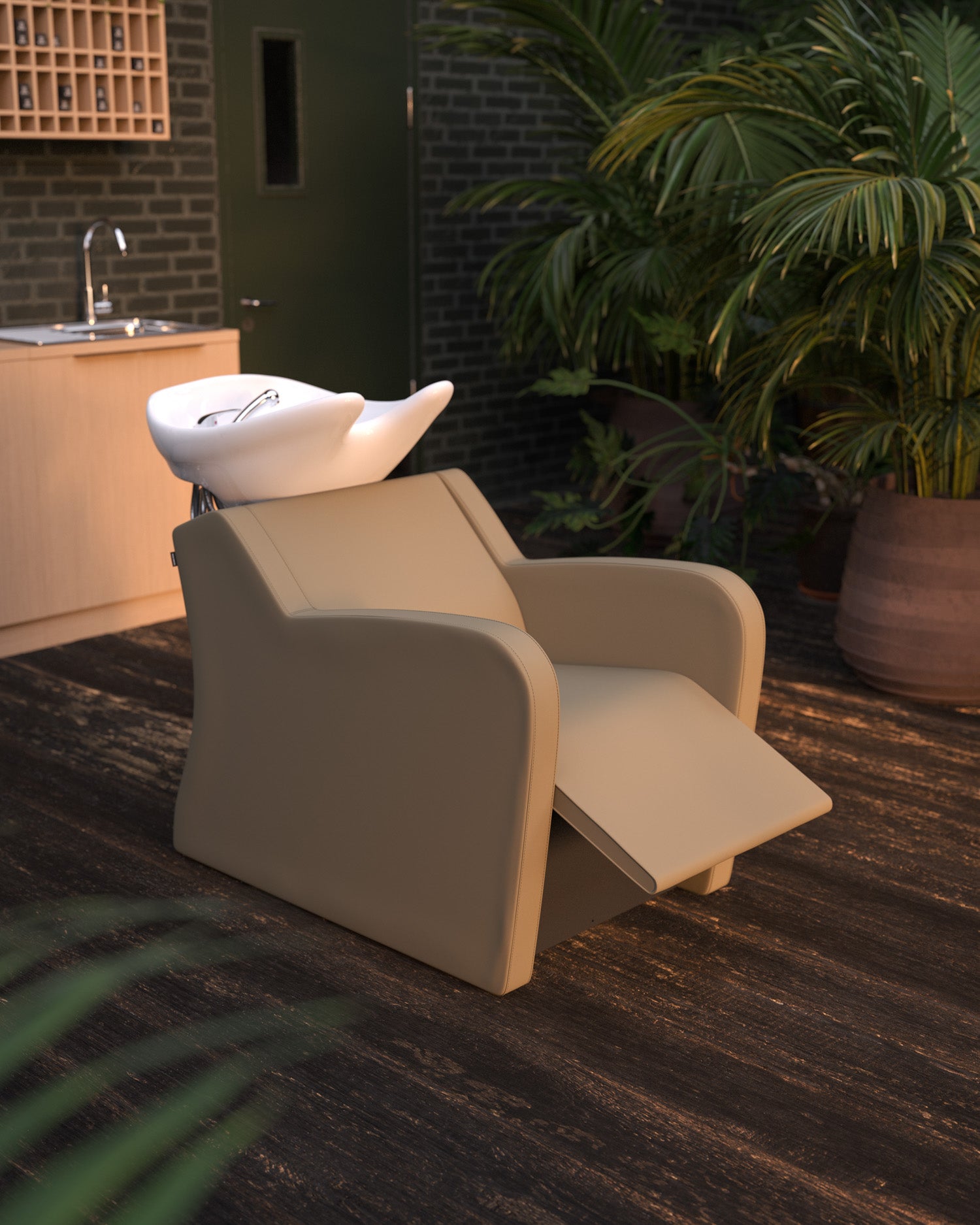 Fredda - Beige massage unit - White basin