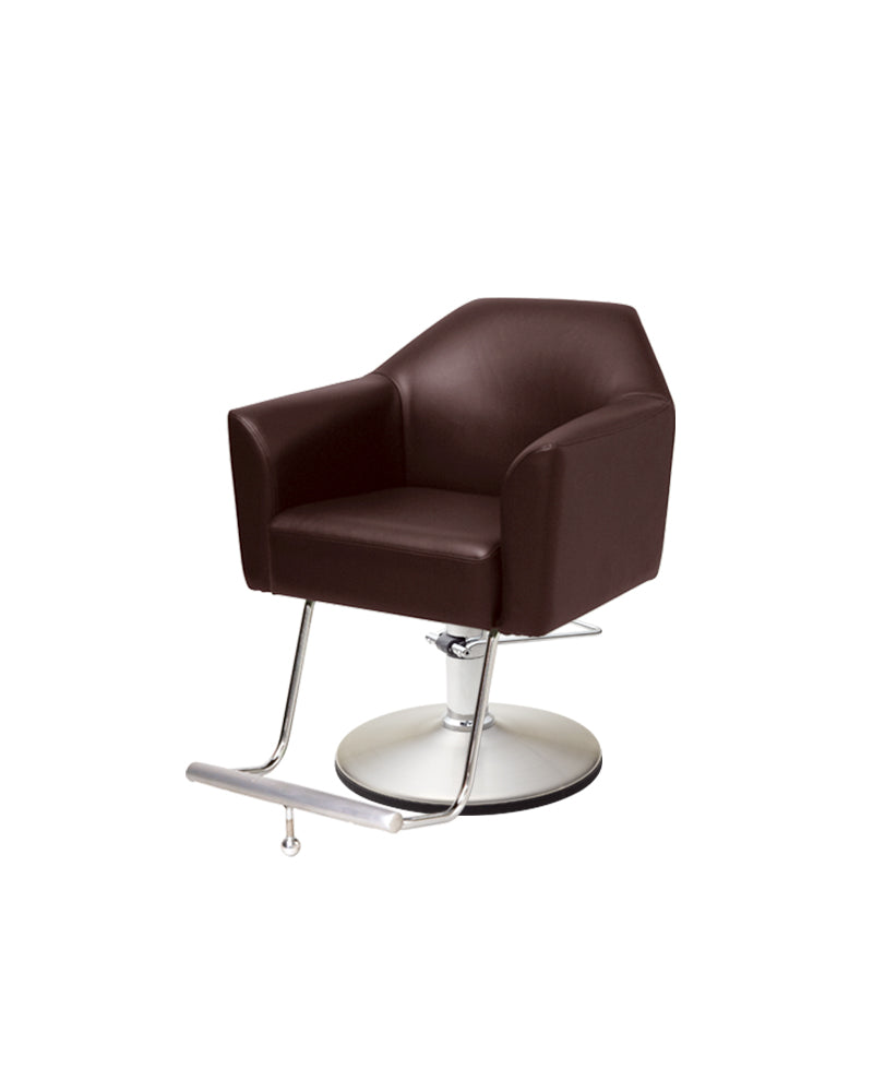 Morb - Brown hairdresser's chair - Built-in footrest - Chrome plate foot