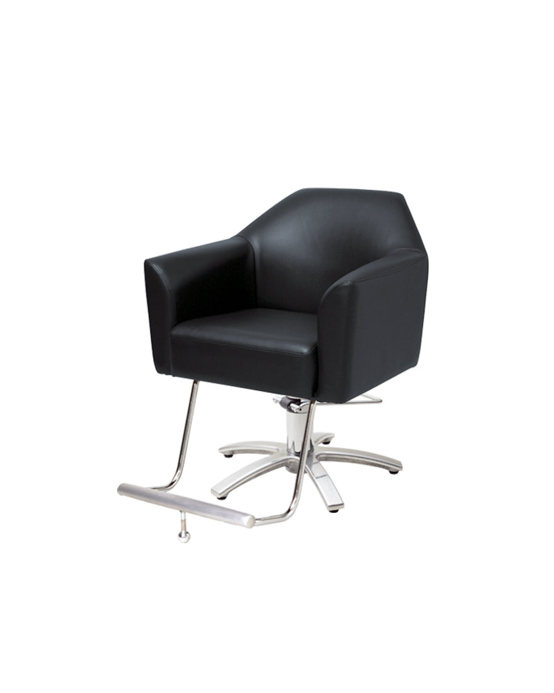 Morb - Black hairdresser's chair - Built-in footrest - Chrome cross foot