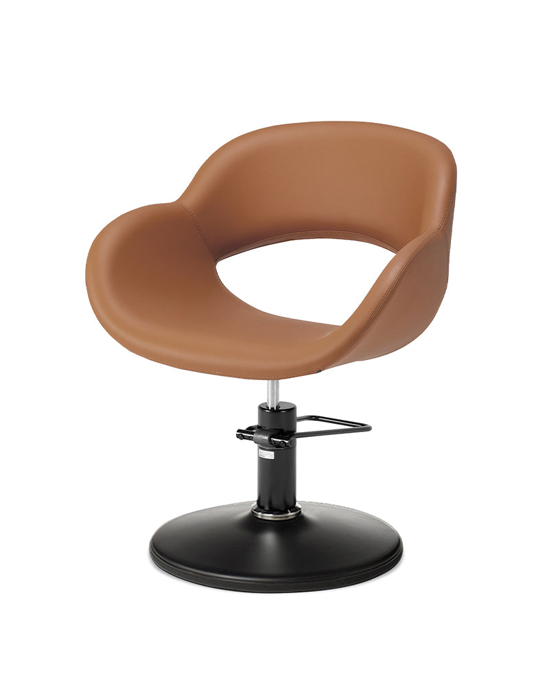 Thea - Cognac styling chair with black O base