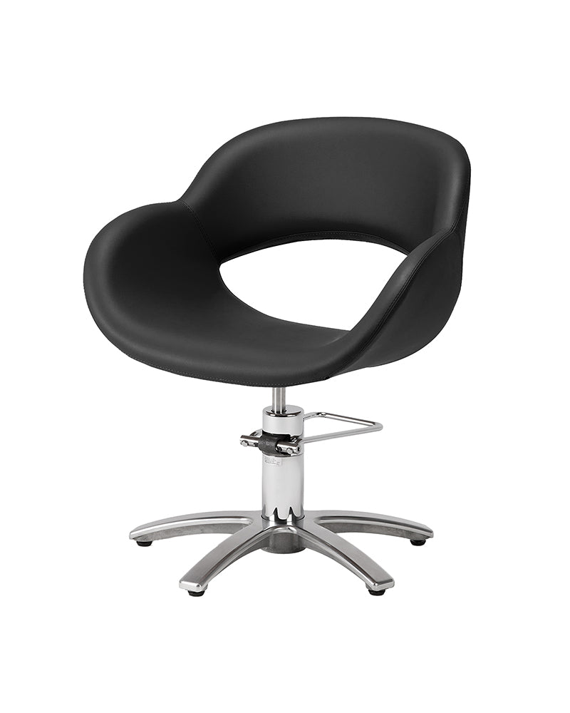 Thea - Black styling chair with chrome X base