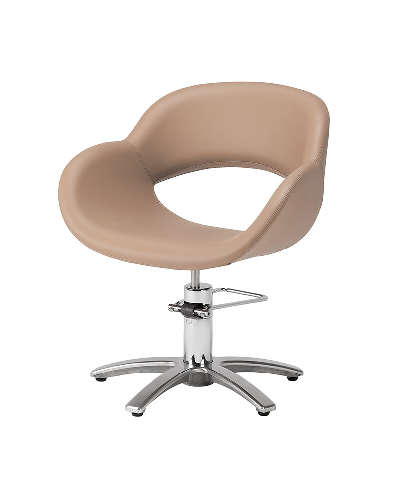 Thea - Beige styling chair with chrome X base