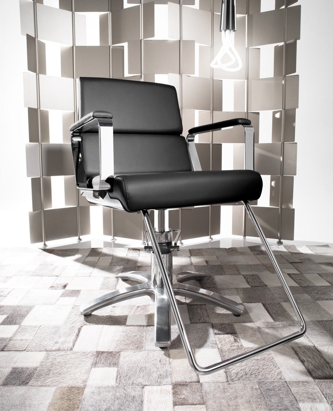 Adria II - Red hairdresser's chair - Chrome cross foot