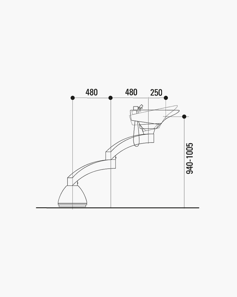 Contura swing PLUS - White pedestal sink - Black basin