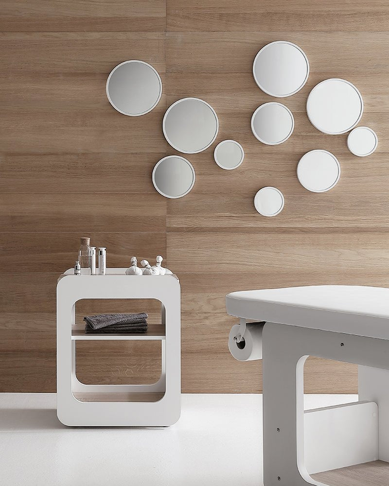 Creo - White rolling table - Oak pattern