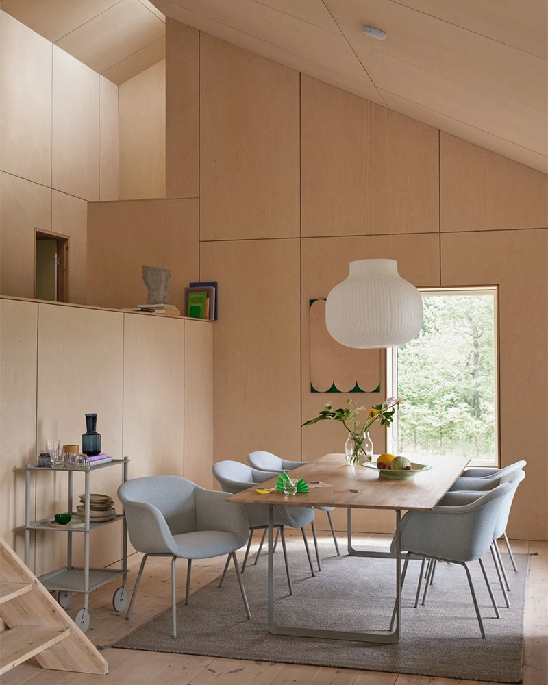 Flow large - Light gray rolling table - Perforated metal